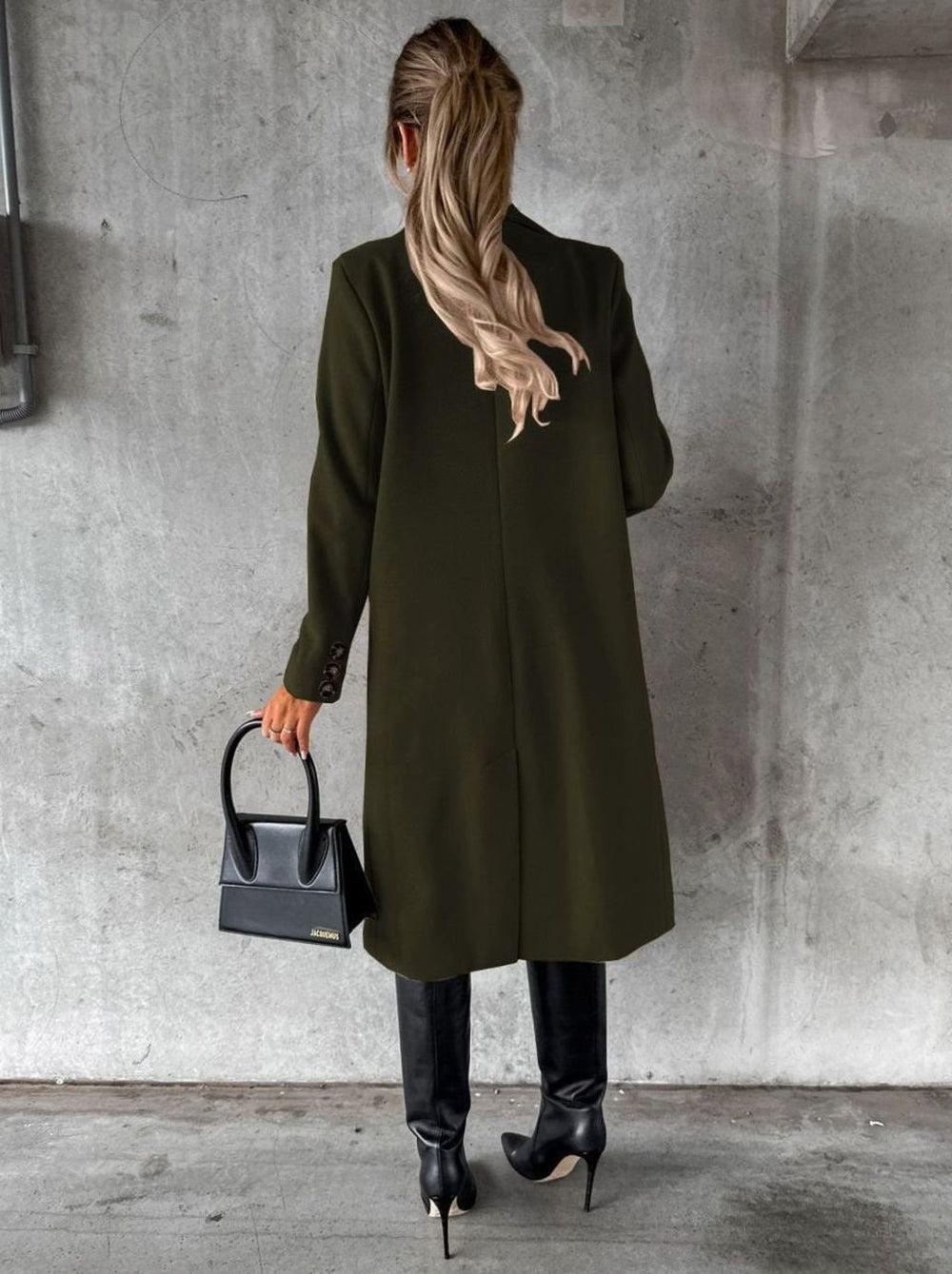 Women's Double-Breasted Longline Winter Trench Coat, Beige