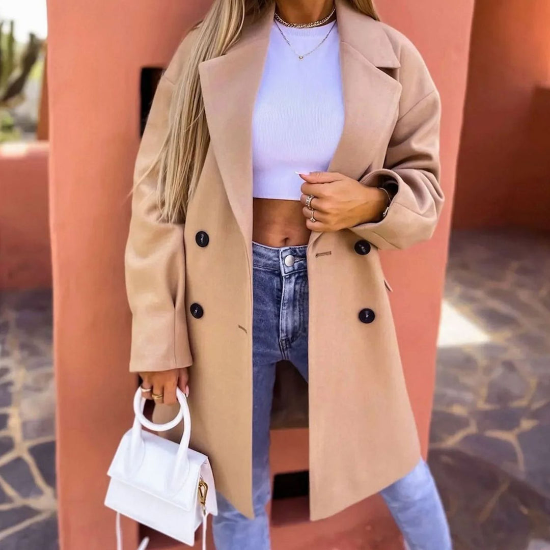 Women's Double-Breasted Mid-Length Oversized Trench Coat