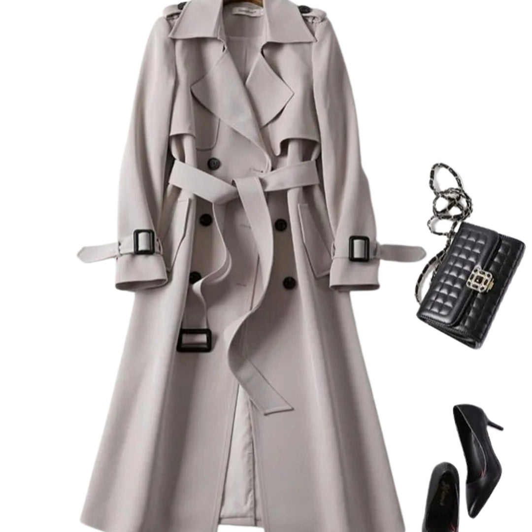 Women's Drawstring-Waist Zip-Up Short Trench Coat - Grey