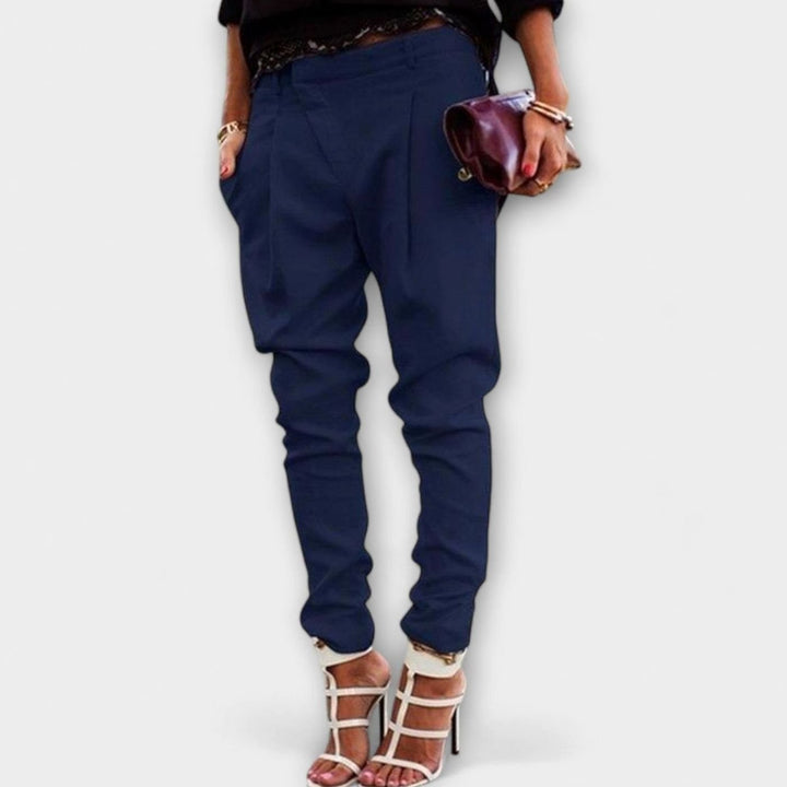 Women's Dressy Elegant Pleated Tapered Trousers - Blue