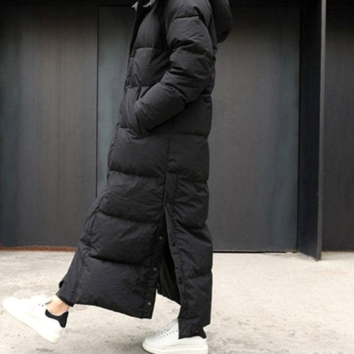 Women's Extra-Long Hooded Quilted Puffer Coat Windproof Thermal Oversize