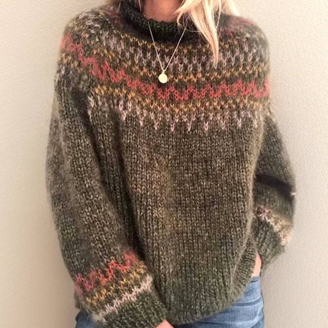 Women's Fair Isle Crew-Neck Chunky Knit Jumper