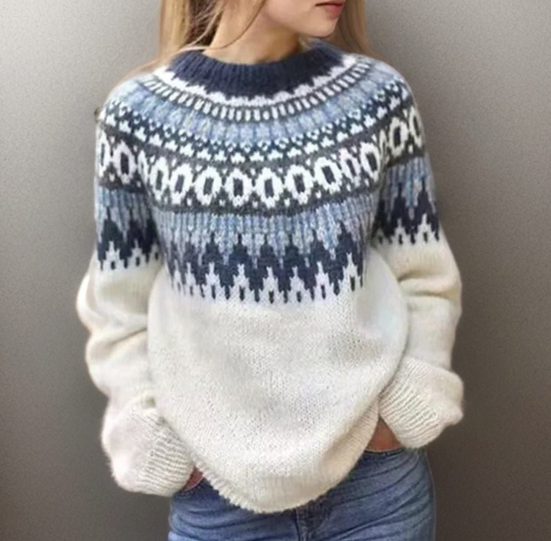 Women's Fair Isle Icelandic Wool Pullover Knitted Jumper