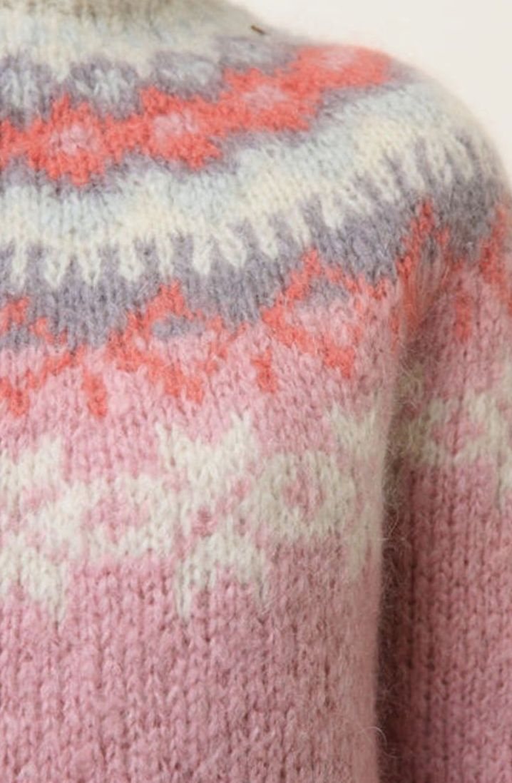 Women's Fair Isle Jacquard Turtleneck Jumper Longline Knit