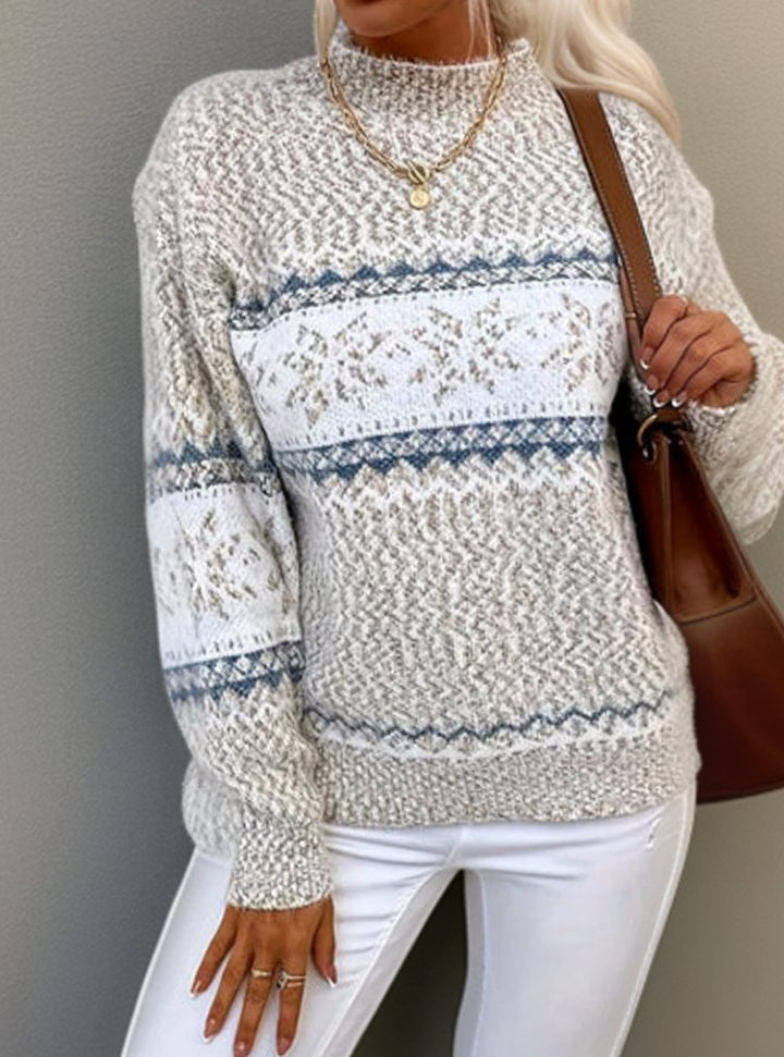 Women's Fair Isle Snowflake Knitted Jumper Long Sleeve