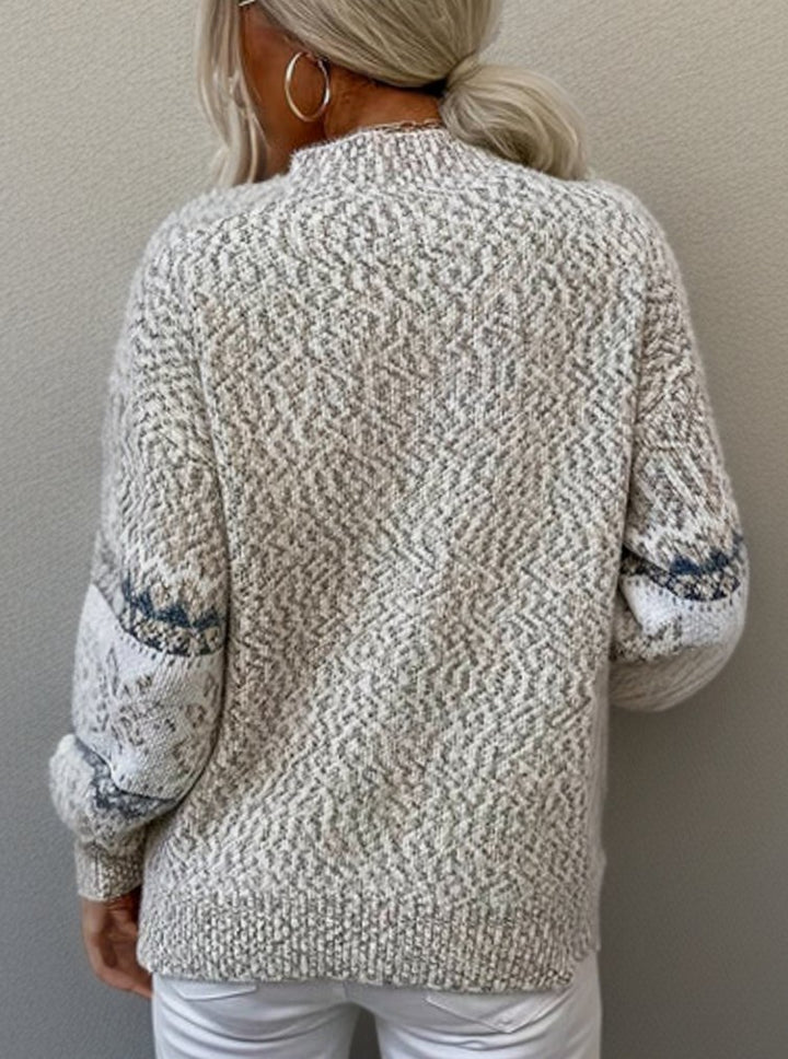 Women's Fair Isle Snowflake Knitted Jumper Long Sleeve