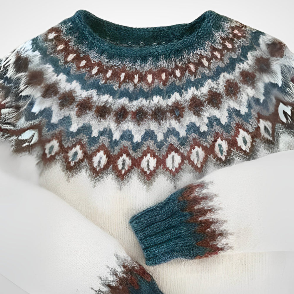 Women's Fair Isle Yoke Knitted Jumper Icelandic Style