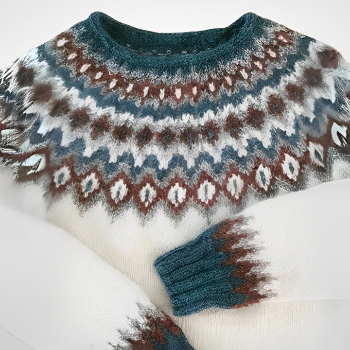 Women's Fair Isle Yoke Knitted Jumper Icelandic Style