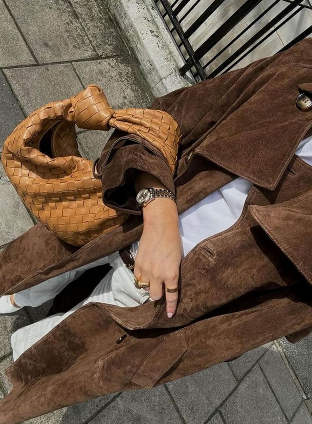 Women's Faux Suede Belted Longline Trench Coat, Brown