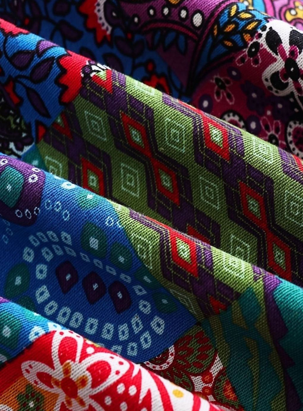 Women's Fleece-Lined Hooded Boho Patchwork Relaxed-Fit Coat