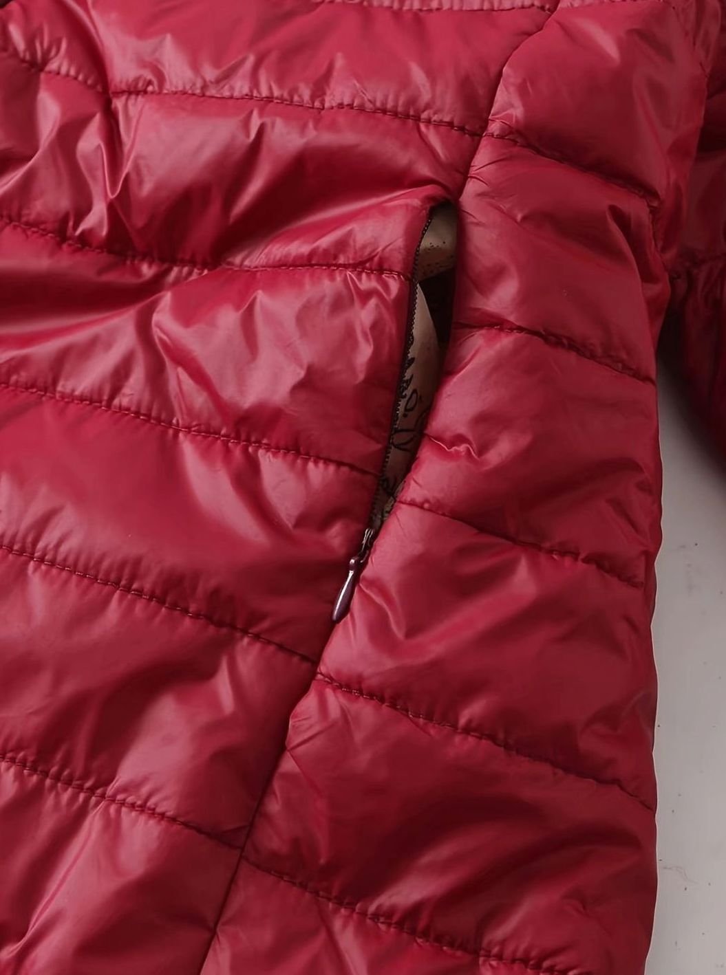 Women's Fleece-Lined Longline Quilted Zip-Up Coat
