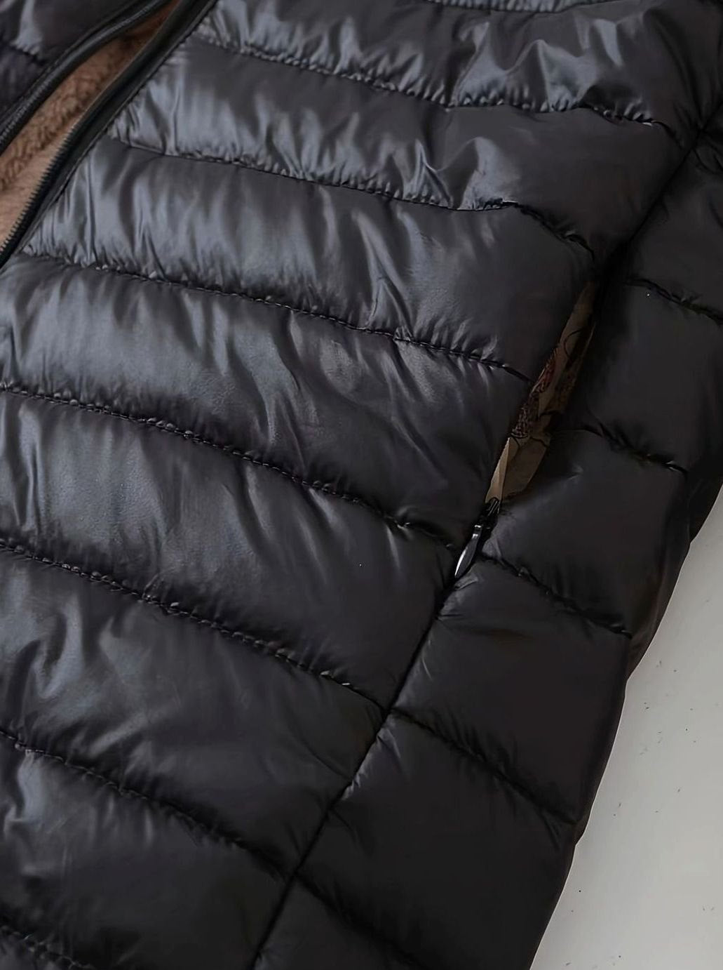 Women's Fleece-Lined Longline Quilted Zip-Up Coat