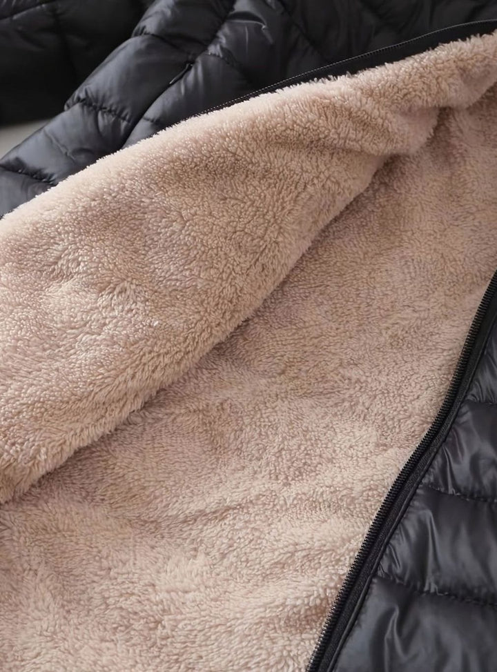 Women's Fleece-Lined Longline Quilted Zip-Up Coat