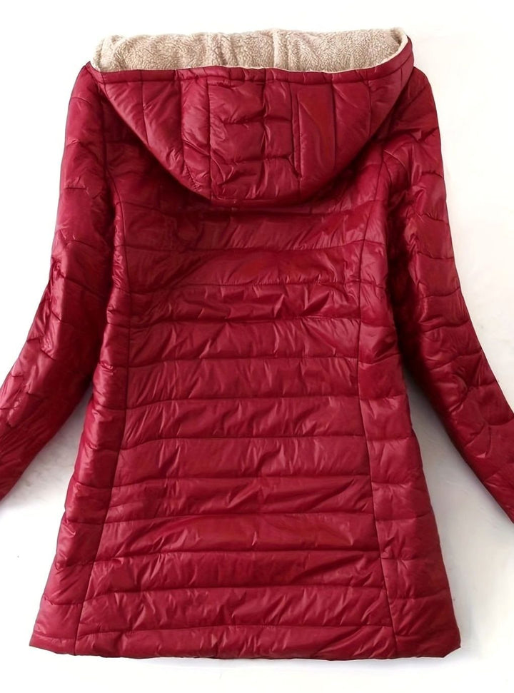 Women's Fleece-Lined Longline Quilted Zip-Up Coat
