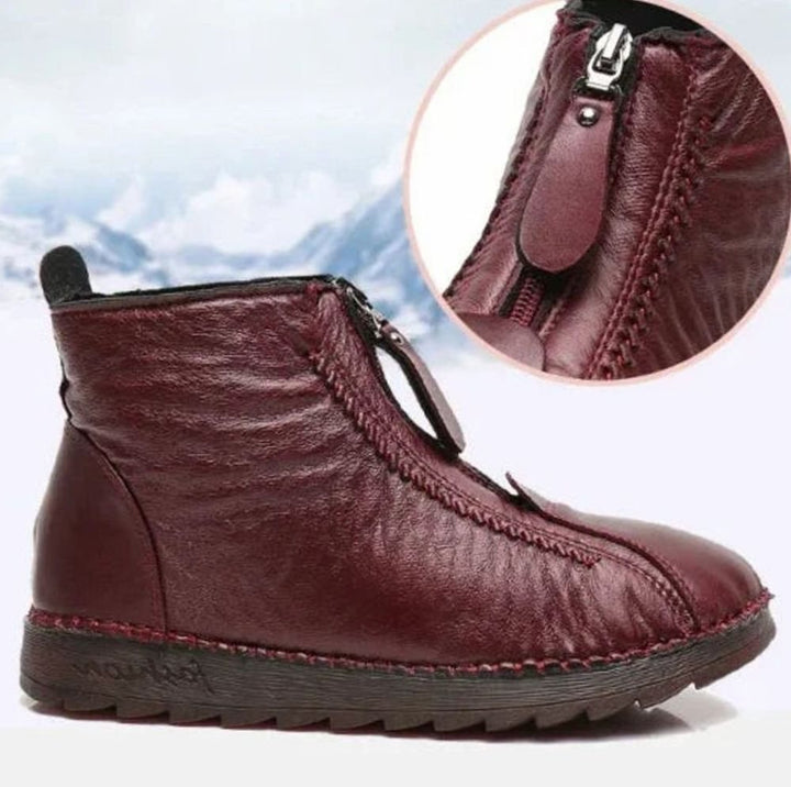Women's Fleece-Lined Non-Slip Round-Toe Ankle Boots
