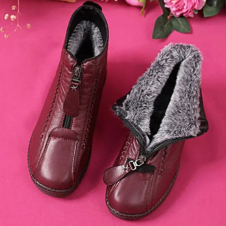Women's Fleece-Lined Non-Slip Round-Toe Ankle Boots