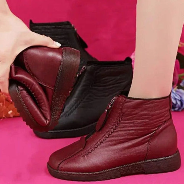 Women's Fleece-Lined Non-Slip Round-Toe Ankle Boots