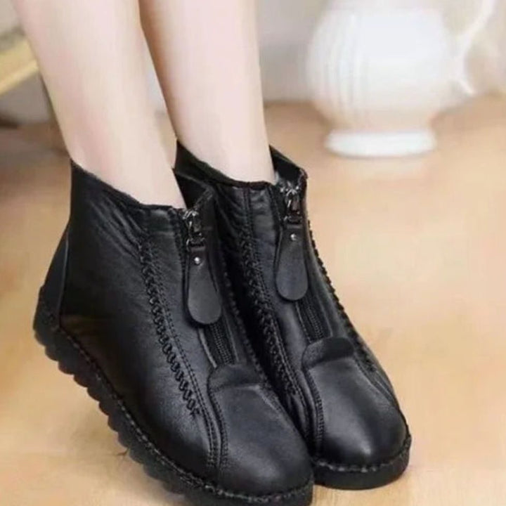 Women's Fleece-Lined Non-Slip Round-Toe Ankle Boots