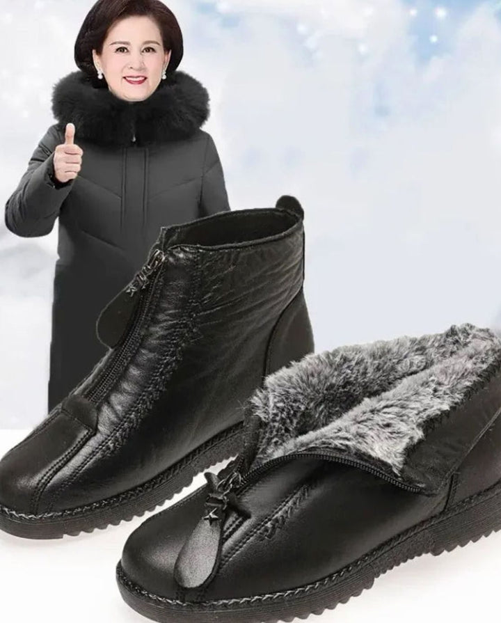 Women's Fleece-Lined Non-Slip Round-Toe Ankle Boots