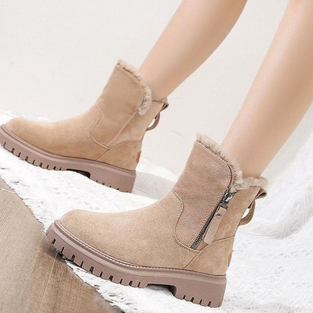 Women's Fleece-Lined Suede Slip-On Winter Ankle Boots