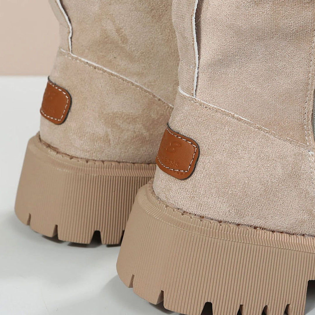 Women's Fleece-Lined Suede Slip-On Winter Ankle Boots