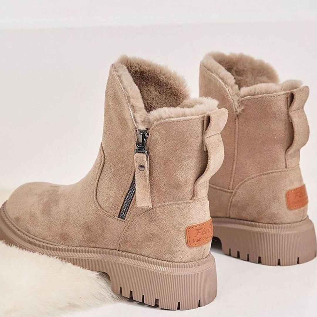 Women's Fleece-Lined Suede Slip-On Winter Ankle Boots