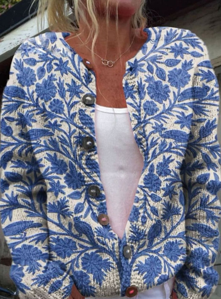 Women's Floral Embroidered Button-Front Knit Cardigan - Style 1