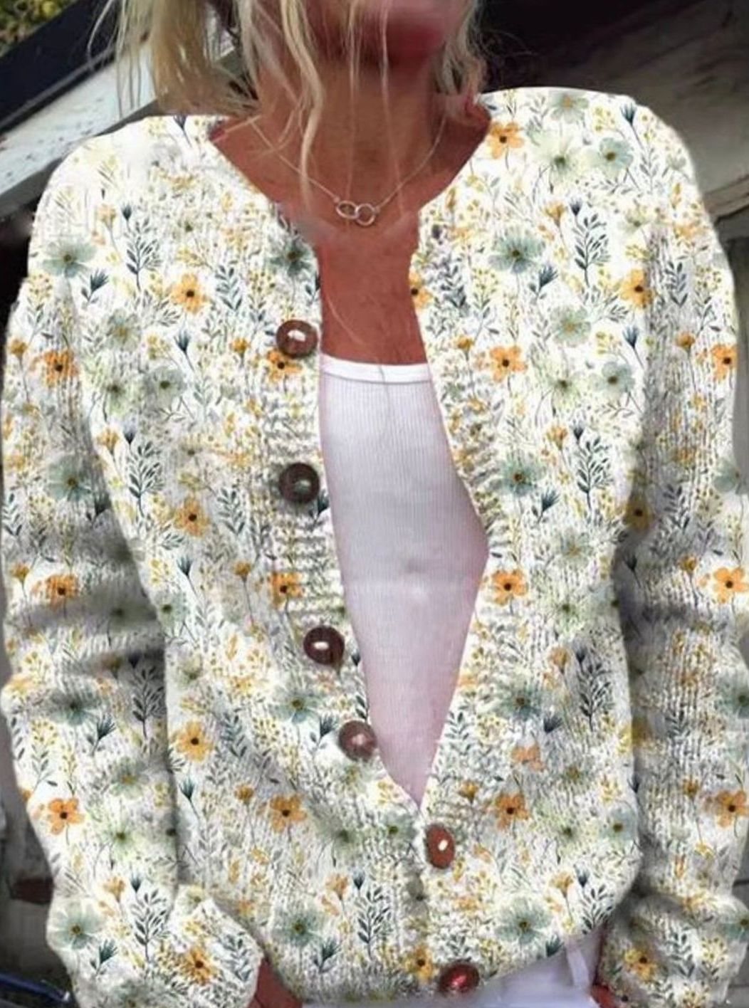Women's Floral Embroidered Button-Front Knit Cardigan - Style 2