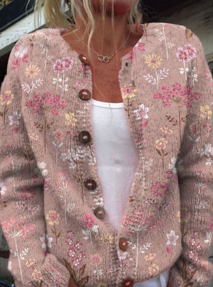 Women's Floral Embroidered Button-Front Knit Cardigan - Style 3