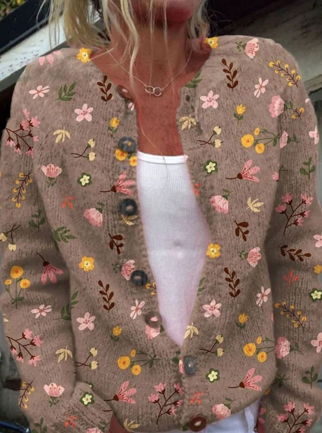Women's Floral Embroidered Button-Front Knit Cardigan - Style 5