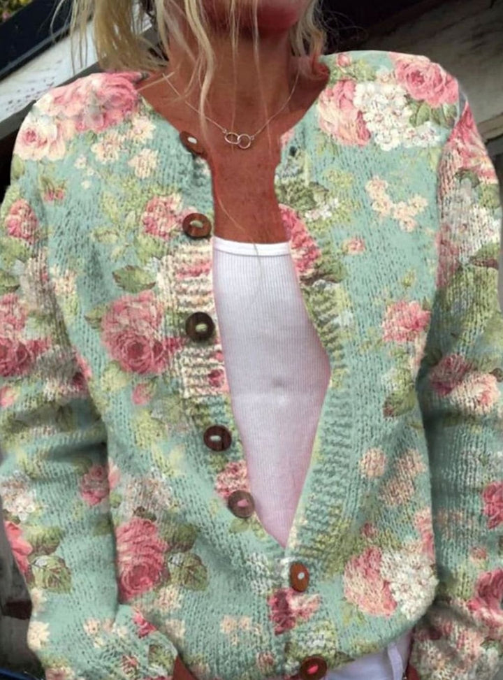 Women's Floral Embroidered Button-Front Knit Cardigan - Style 6