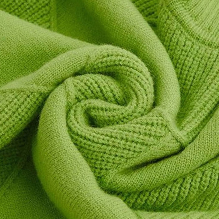 Women's Geometric Knit Turtleneck Jumper Relaxed Fit