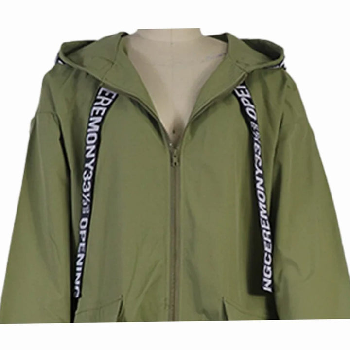 Women's Graphic-Trim Hooded Zip-Up Trench Coat