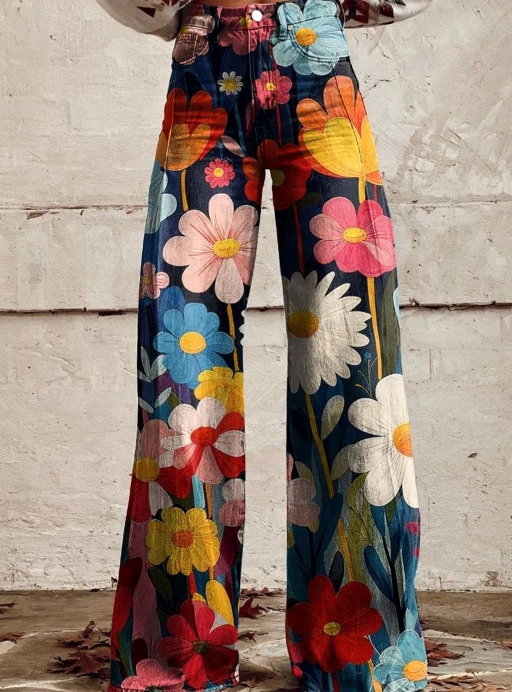 Women's High-Waist Floral Wide-Leg Trousers