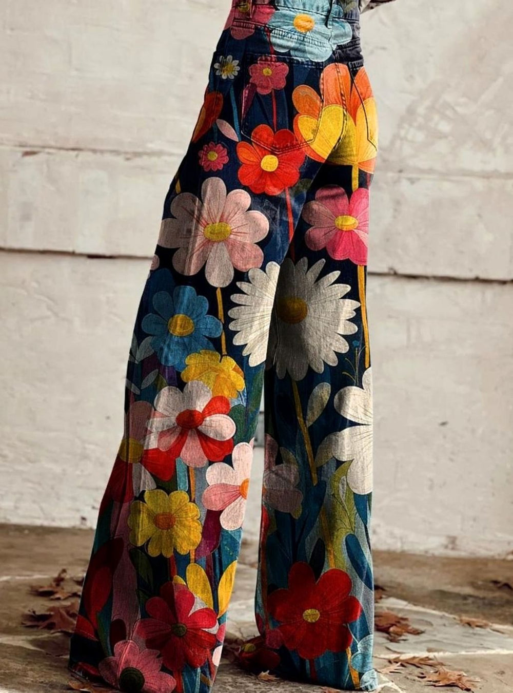 Women's High-Waist Floral Wide-Leg Trousers