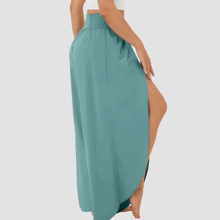 Women's High-Waist Relaxed Flared Split-Hem Wide-Leg Trousers