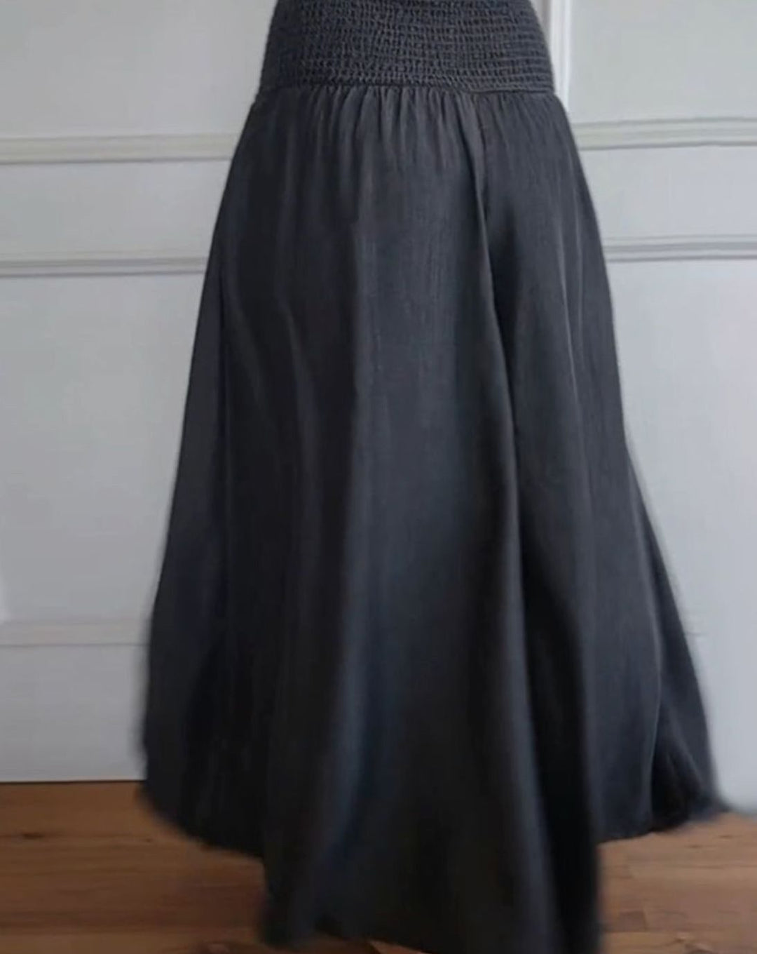 Women's High-Waist Smocked Wide-Leg Full-Length Trousers