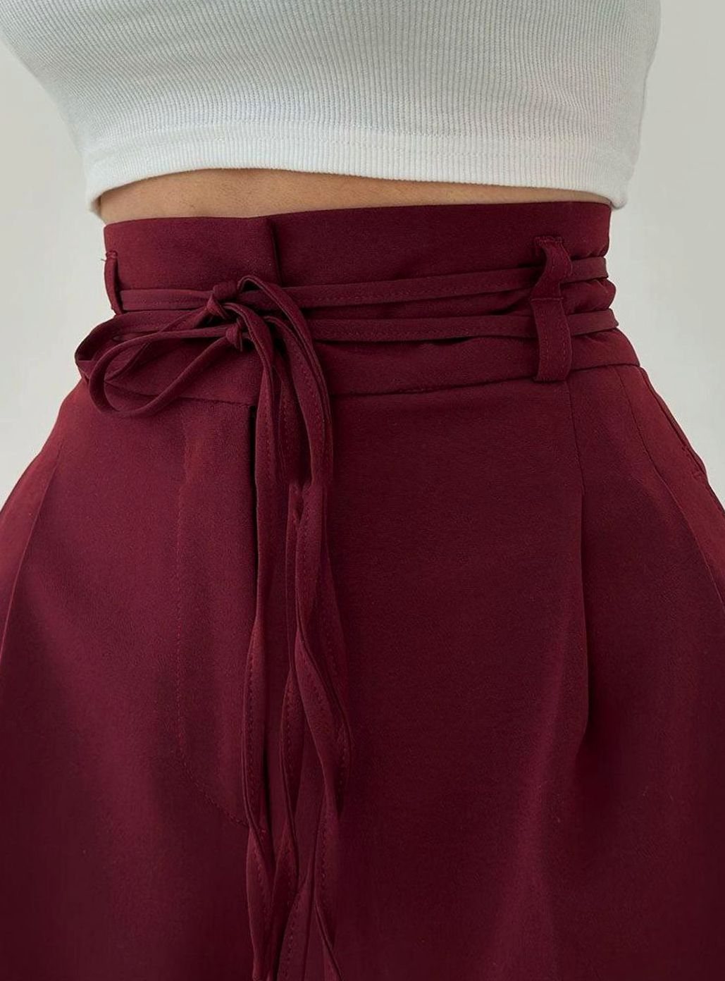 Women's High-Waist Wide-Leg Drawstring Tailored Trousers