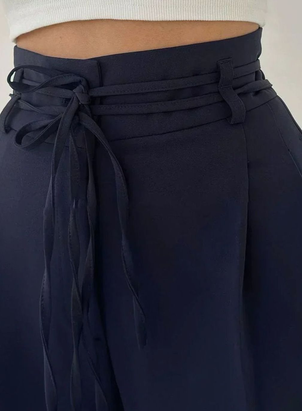 Women's High-Waist Wide-Leg Drawstring Tailored Trousers