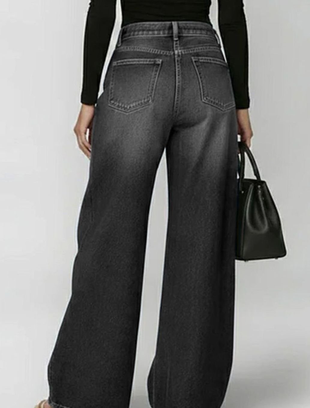 Women's High-Waist Wide-Leg Gold Eyelet Side-Panel Jeans