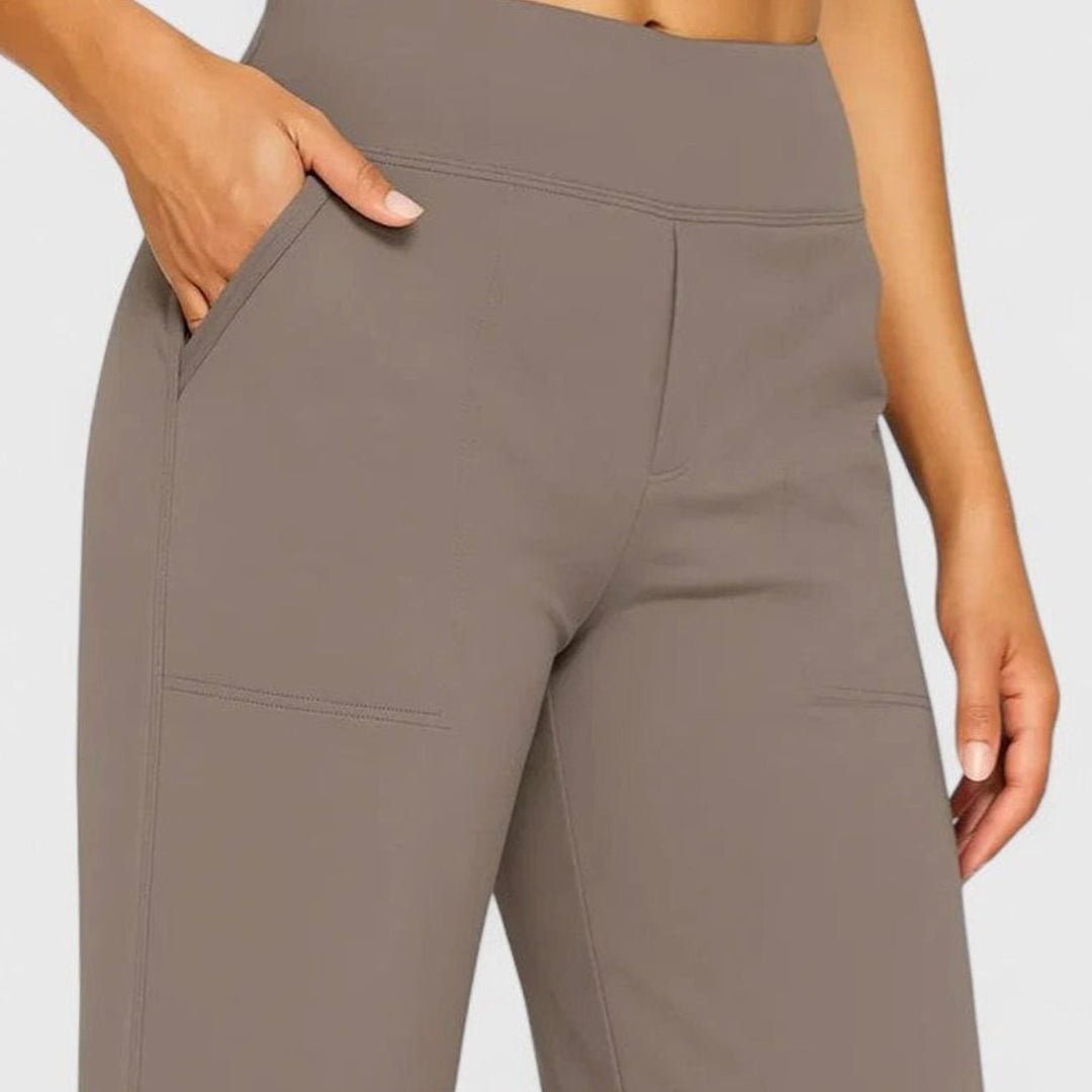 Women's High-Waist Wide-Leg Pull-On Trousers Deep Side Pockets