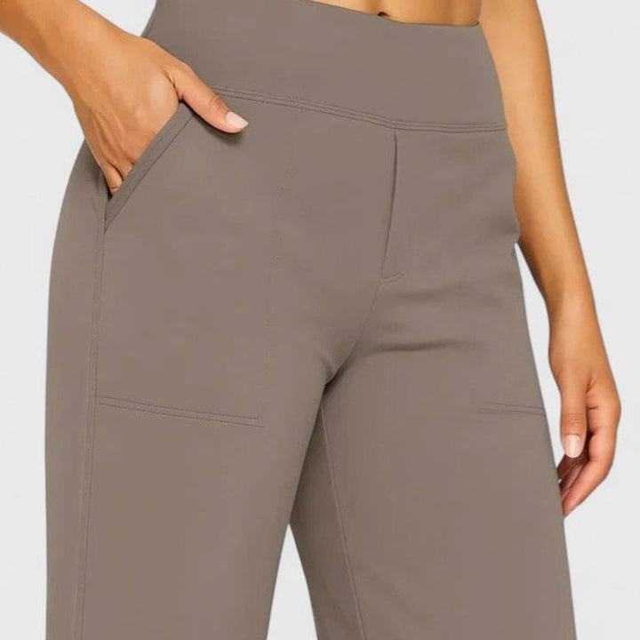 Women's High-Waist Wide-Leg Pull-On Trousers Deep Side Pockets