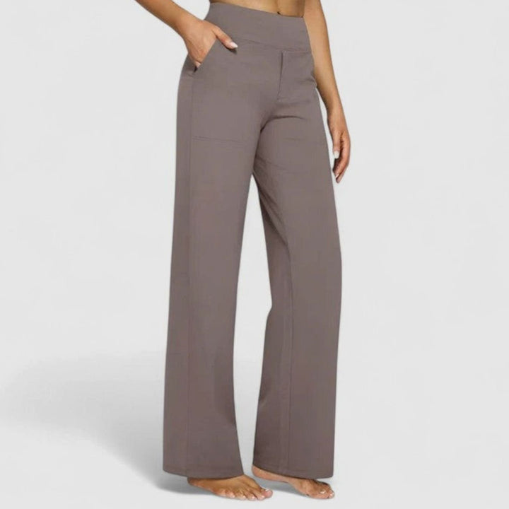 Women's High-Waist Wide-Leg Pull-On Trousers Deep Side Pockets - Taupe