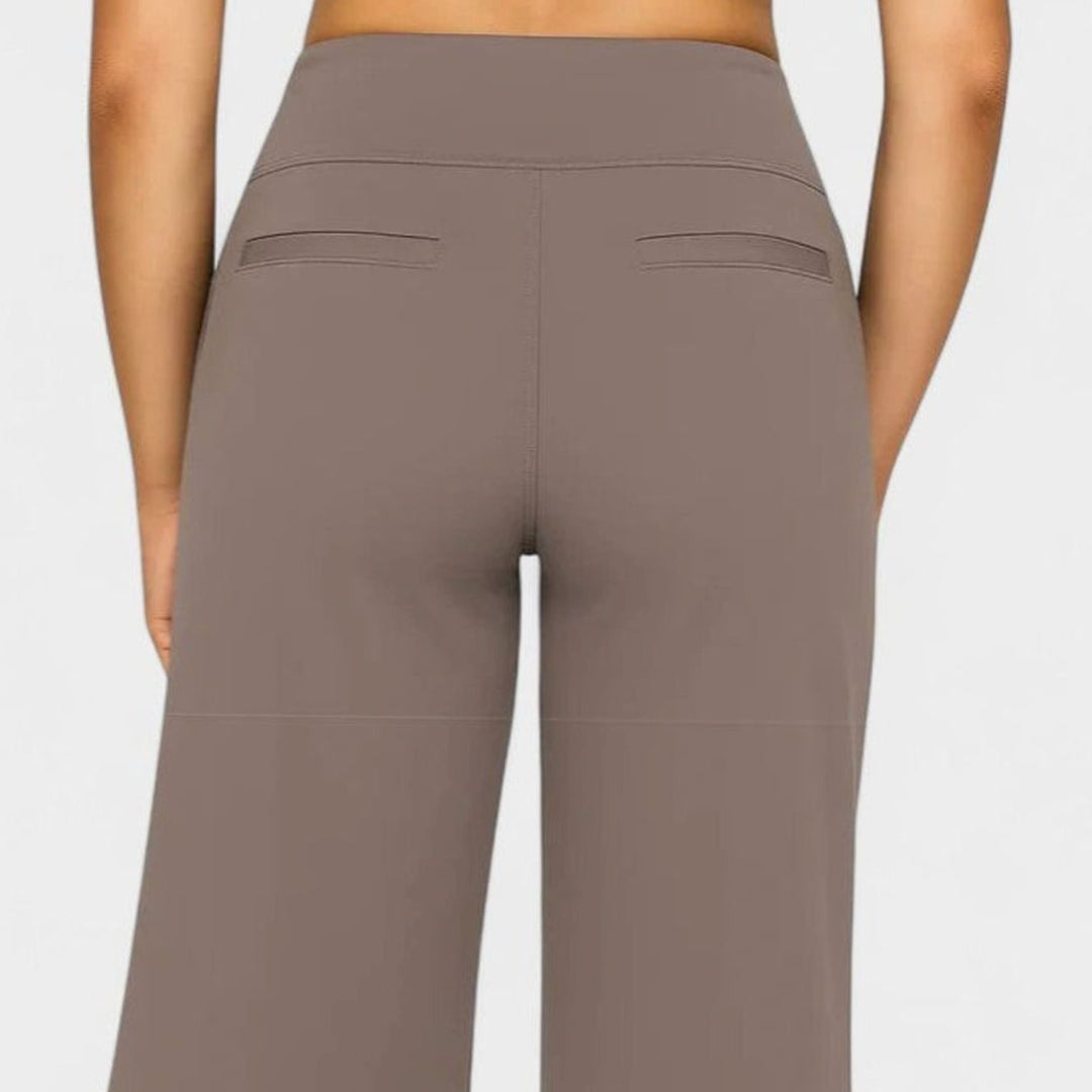 Women's High-Waist Wide-Leg Pull-On Trousers Deep Side Pockets