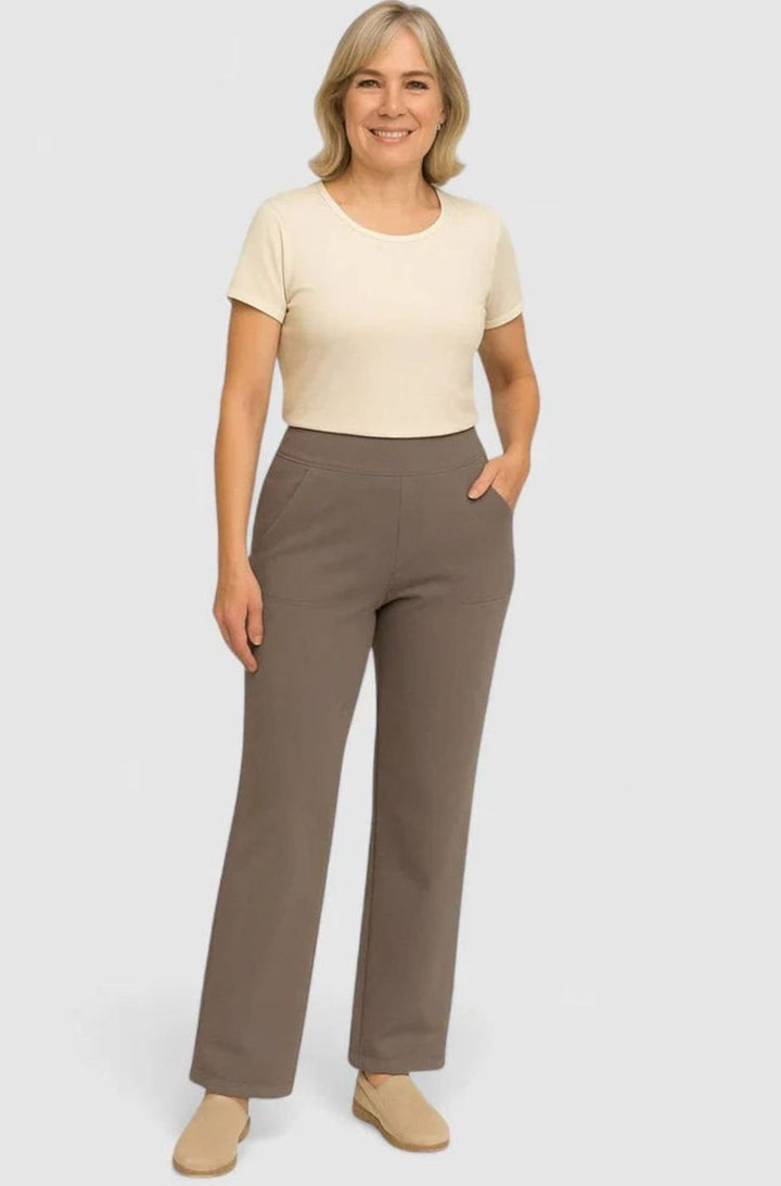 Women's High-Waist Wide-Leg Stretch Trousers Pockets