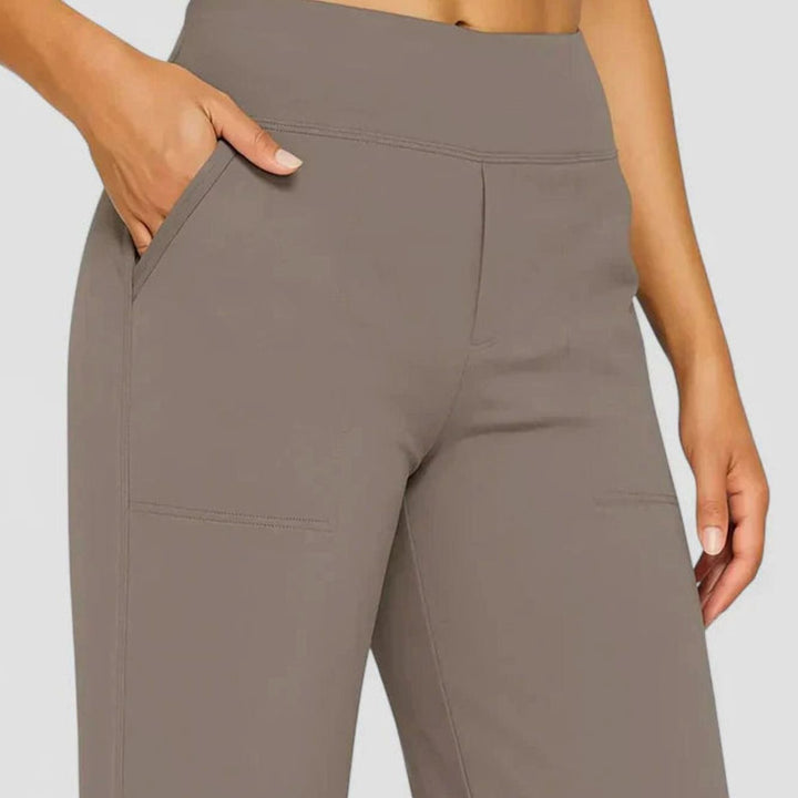 Women's High-Waist Wide-Leg Stretch Trousers Pockets
