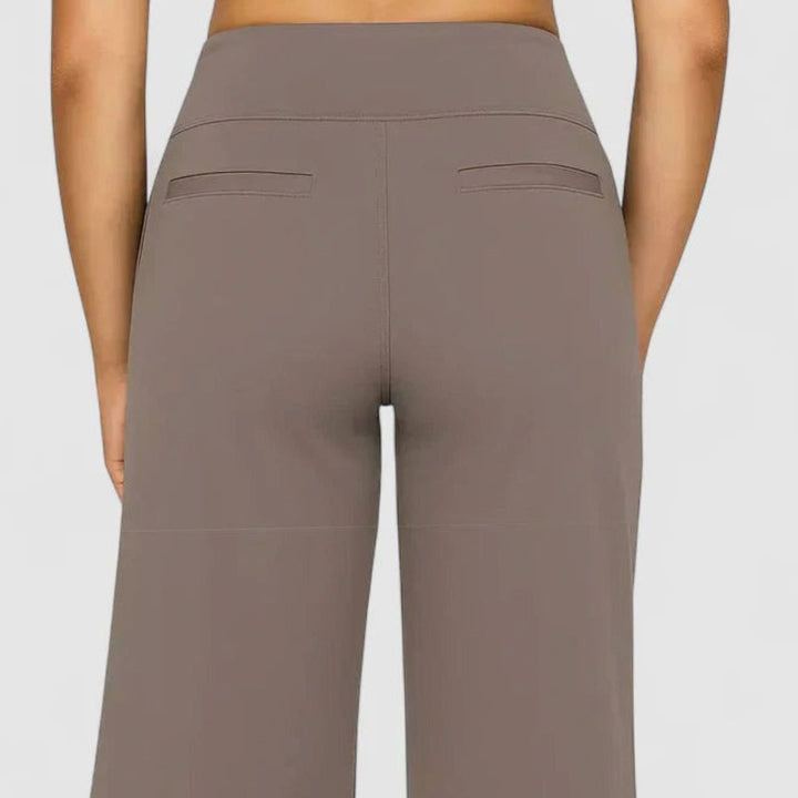 Women's High-Waist Wide-Leg Stretch Trousers Pockets