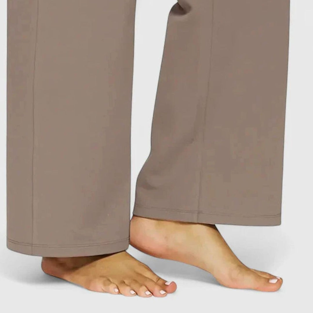 Women's High-Waist Wide-Leg Stretch Trousers Pockets
