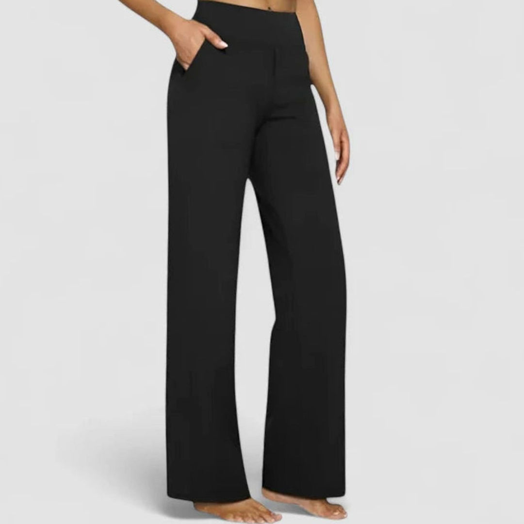 Women's High-Waist Wide-Leg Stretch Trousers Pockets