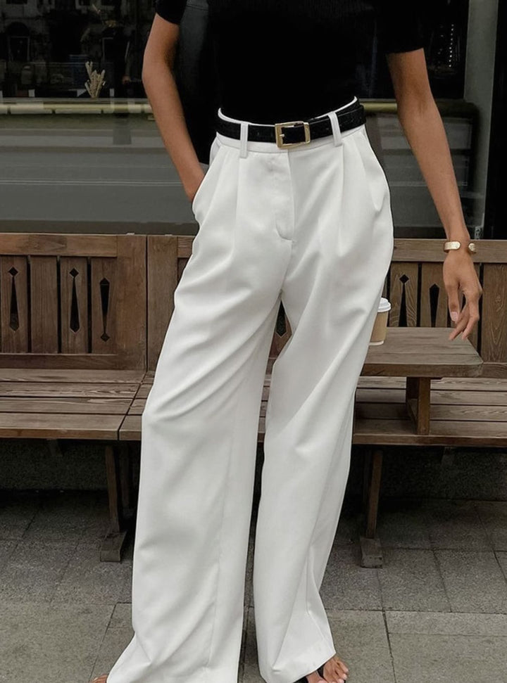 Women's High-Waist Wide-Leg Tailored Pleated Trousers